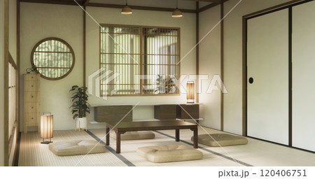 low table in room Japanese style with decoration muji minimal. 3D rendering 120406751