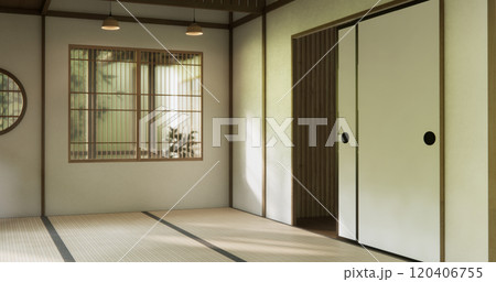 Muji style Empty modern japanese room minimal. Muji style Empty modern japanese room minimal. 120406755