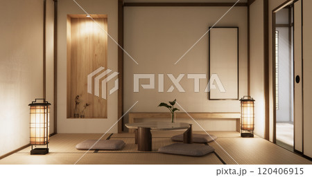 low table in room Japanese style with decoration muji minimal. 3D rendering 120406915