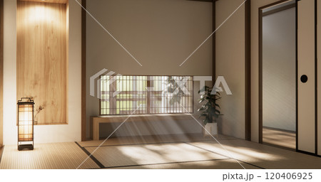 Muji style Empty modern japanese room minimal. Muji style Empty modern japanese room minimal. 120406925