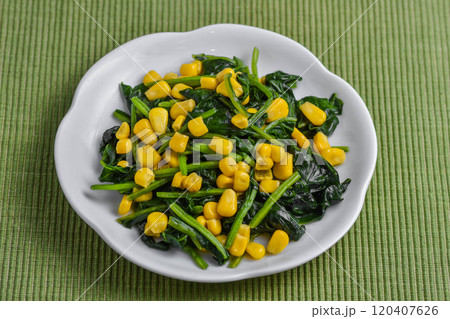 ホウレン草とコーンのバター炒め 120407626