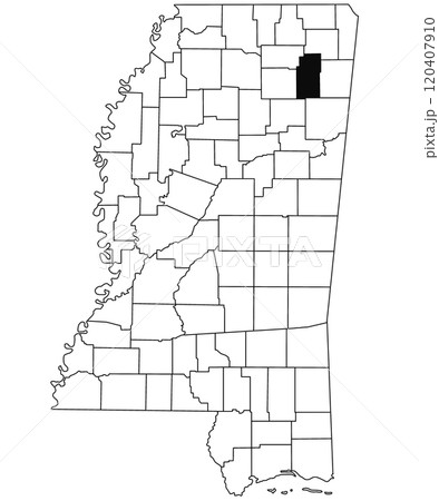 Map of Lee County in Mississippi state on white background. single County map highlighted by black colour on Mississippi map. United States of America, US Map of Lee County in Mississippi state on white background. single County map highlighted by black colour on Mississippi map. United States of America, US 120407910