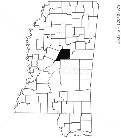 Map of attala County in Mississippi state on white background. single County map highlighted by black colour on Mississippi map. United States of America, US 120407975