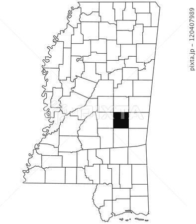 Map of Newton County in Mississippi state on white background. single County map highlighted by black colour on Mississippi map. United States of America, US Map of Newton County in Mississippi state on white background. single County map highlighted by black colour on Mississippi map. United States of America, US 120407989