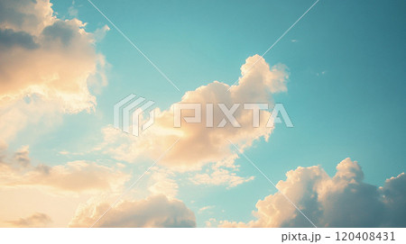 夕日に照らされる雲 AI画像 夕日に照らされる雲 AI画像 120408431