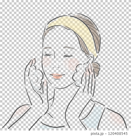 年輕女子用泡沫輕輕洗臉 120408545