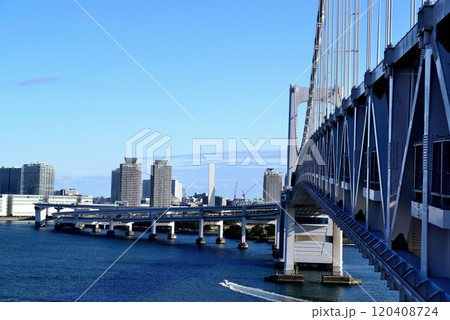 レインボーブリッジ北ルート遊歩道から見るレインボーブリッジと有明・晴海・芝浦の風景 120408724