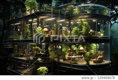 Company building forest decorate, Green company zero carbon concept. generation and achieve ESG goals 120409076