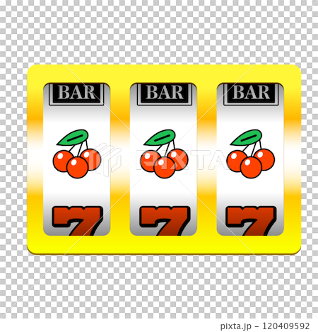 [Frame only] Slot machine illustration with texture and matching cherries 120409592