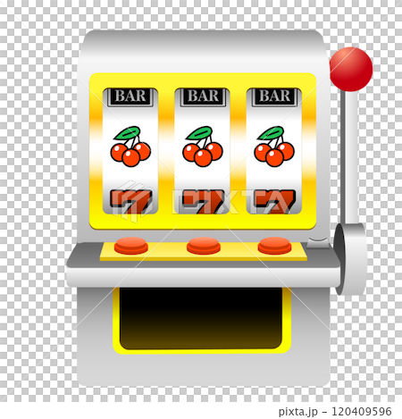具有紋理和櫻桃匹配的老虎機插圖 具有紋理和櫻桃匹配的老虎機插圖 120409596