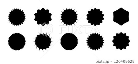 Starburst price. Black Sale and discount stickers. Promotion tags collection. Isolated Vector illustration on white background Starburst price. Black Sale and discount stickers. Promotion tags collection. Isolated Vector illustration on white background 120409629