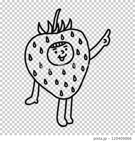 Line drawing of a person wearing a strawberry costume Line drawing of a person wearing a strawberry costume 120409866