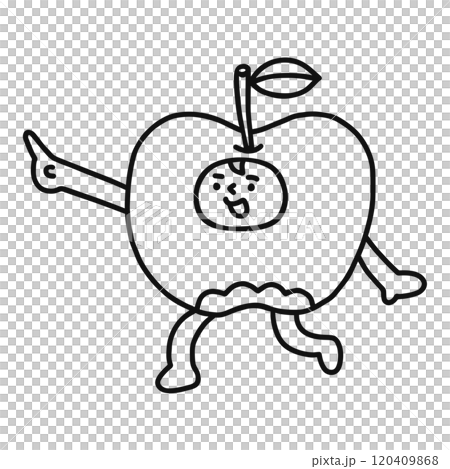 A person wearing an apple costume - line drawing 120409868