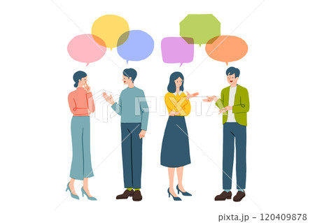話し合いや意見交換をする男女のイラスト 話し合いや意見交換をする男女のイラスト 120409878