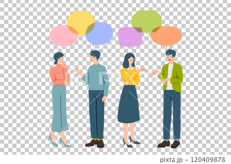 話し合いや意見交換をする男女のイラスト 話し合いや意見交換をする男女のイラスト 120409878