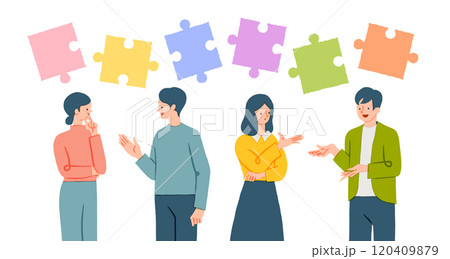 話し合いや意見交換をする男女のイラスト 120409879