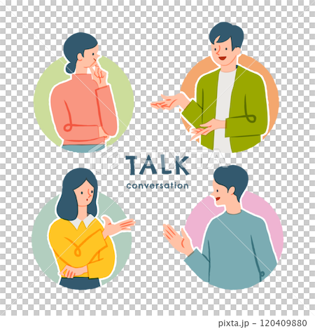 男人和女人討論和交換意見的插圖 120409880