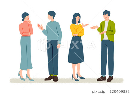 話し合いや意見交換をする男女のイラスト 120409882