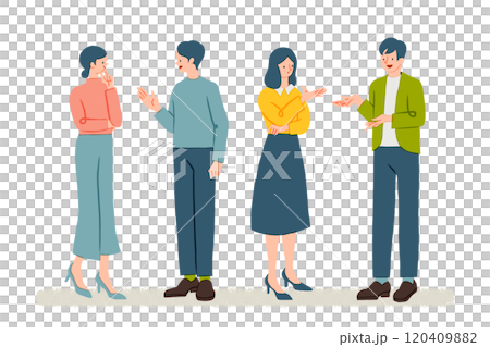 男人和女人討論和交換意見的插圖 120409882