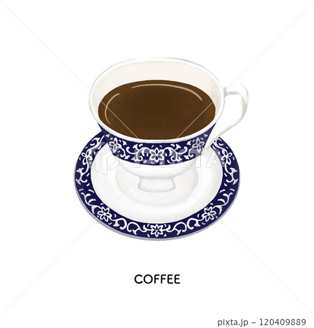 純喫茶のコーヒー　色鉛筆タッチのイラスト 120409889