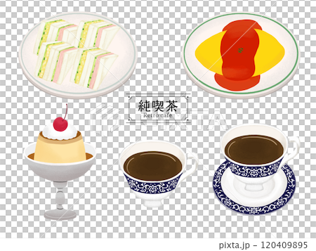 帶有彩色鉛筆筆觸的純咖啡館菜單插圖集 120409895