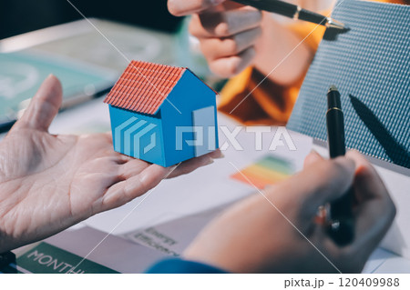 ESG environmental social governance display on laptop on eco-friendly company meeting with business people implementing environmental protection for clean and sustainable future ecology. Trailblazing 120409988