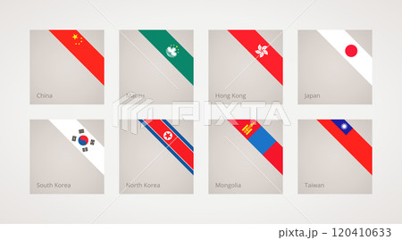 Corner ribbon flags of East Asia Corner ribbon flags of East Asia 120410633