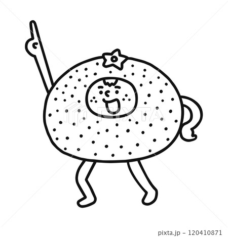 みかんの着ぐるみを着た人物 線画 みかんの着ぐるみを着た人物 線画 120410871