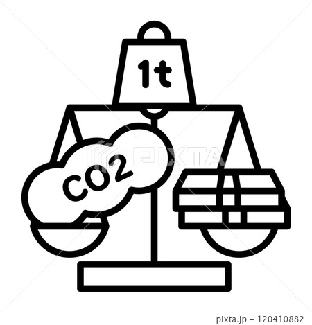 炭素税のイメージアイコン。1トンのCO2ごとが課税されています。 120410882