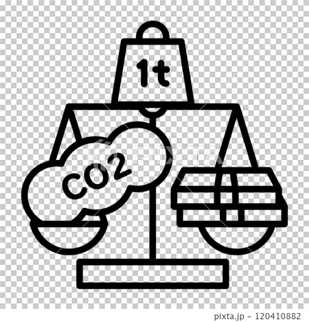 炭素税のイメージアイコン。1トンのCO2ごとが課税されています。 120410882