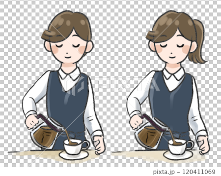 男人和女人倒咖啡 120411069