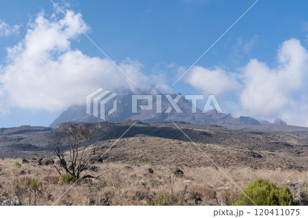 タンザニアのキリマンジャロ登山でみたマウエンジ峰 120411075