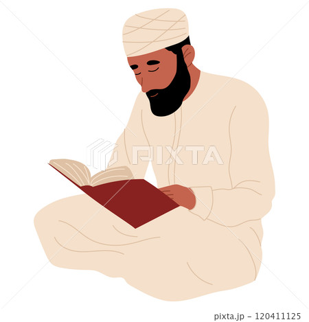 Muslim man praying and read Koran. Eid al-Adha celebration. Traditional Muslim holiday Muslim man praying and read Koran. Eid al-Adha celebration. Traditional Muslim holiday 120411125