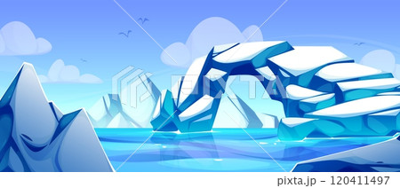 Arctic landscape with glacier formations Arctic landscape with glacier formations 120411497