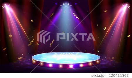 Illuminated casino platform with spotlight Illuminated casino platform with spotlight 120411562