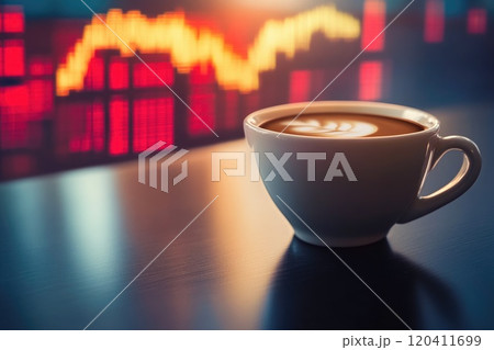 Stock Market Surge with Coffee and Finance 120411699