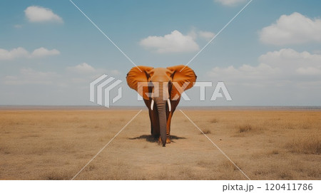 Elephant in Natural Habitat Against a Blue Sky Elephant in Natural Habitat Against a Blue Sky 120411786