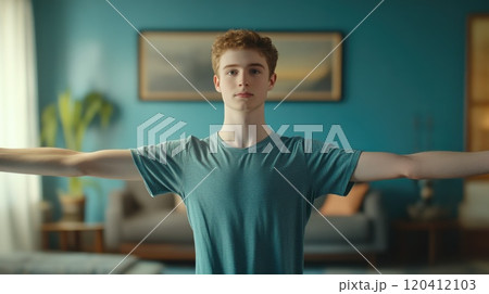 Funny, Confident Man in a Playful Muscle Pose Funny, Confident Man in a Playful Muscle Pose 120412103