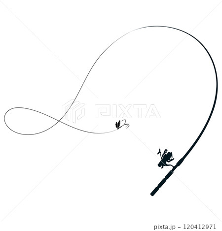 Fishing rod with bait on a line and reel 120412971