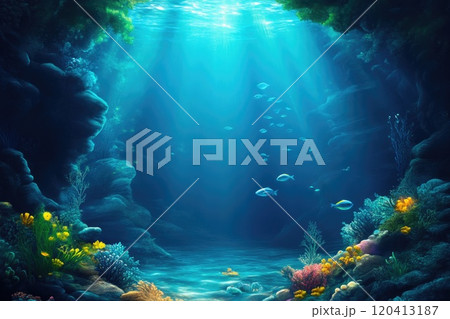 Clear Ocean Surface with Light Play Above 120413187