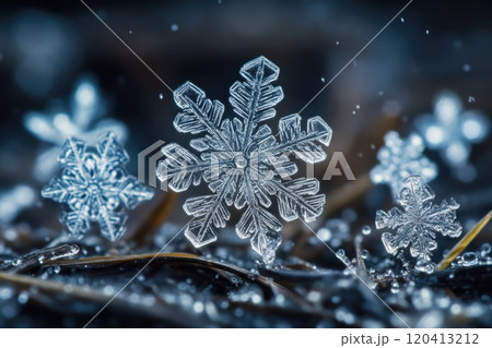 Sparkling snowflakes falling softly over a winter landscape Sparkling snowflakes falling softly over a winter landscape 120413212