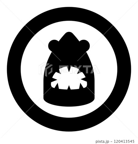 Shark head icon in circle round black color vector illustration image solid outline style 120413545