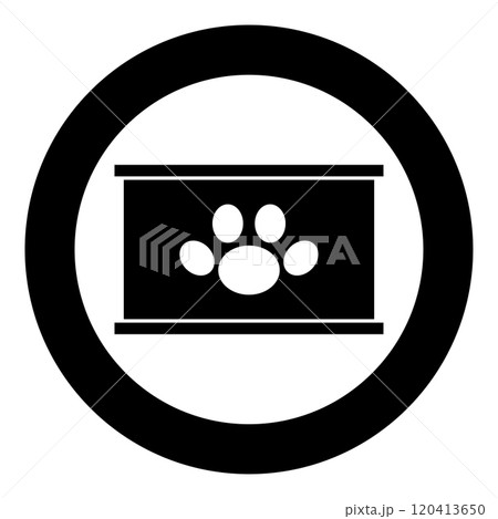 Canned pet food can dog care icon in circle round black color vector illustration image solid outline style Canned pet food can dog care icon in circle round black color vector illustration image solid outline style 120413650