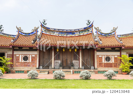 Building view of the Huangxi Academy (Wenchang Temple) in Taichung, Taiwan. The temple worshiped Wenchang Dijun. 120413848
