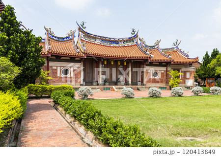 Building view of the Huangxi Academy (Wenchang Temple) in Taichung, Taiwan. The temple worshiped Wenchang Dijun. 120413849