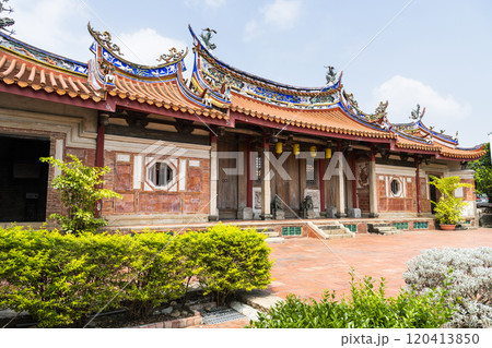 Building view of the Huangxi Academy (Wenchang Temple) in Taichung, Taiwan. The temple worshiped Wenchang Dijun. Building view of the Huangxi Academy (Wenchang Temple) in Taichung, Taiwan. The temple worshiped Wenchang Dijun. 120413850