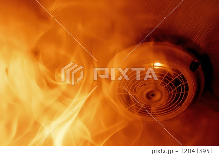 Smoke detector amid fire and smoke Smoke detector amid fire and smoke 120413951