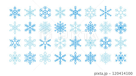 雪の結晶　アイコン　セット　水色　ブルー　シンプル	 120414100