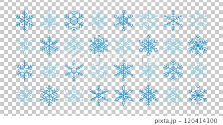 雪の結晶　アイコン　セット　水色　ブルー　シンプル	 120414100