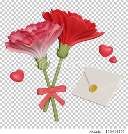 carnation with letter 3D graphic carnation with letter 3D graphic 120414191